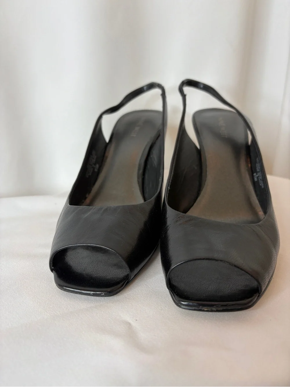 Nine West Black Peep-Toe Slingback Heels